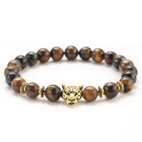 8mm Volcanic Stone Onyx Alloy Leopard Head Beaded – Jewelry Gift Ideas — 8
