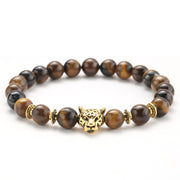 8mm Volcanic Stone Onyx Alloy Leopard Head Beaded – Jewelry Gift Ideas — 8