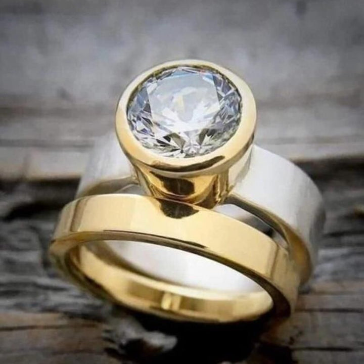 Fashion Heavy Industry Wide-faced Two-color Zircon – Stylish Gifts — 1