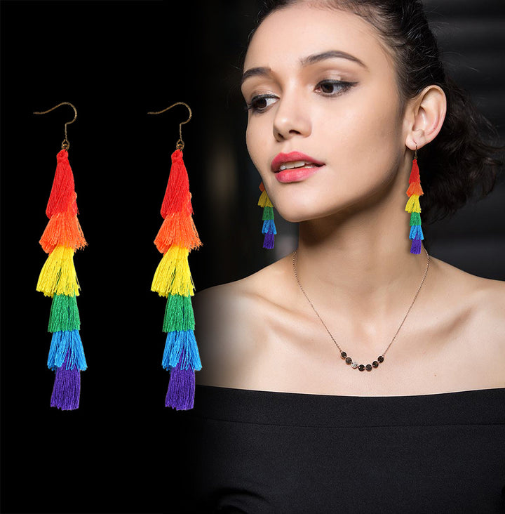 Rainbow Tassel Earrings Personality Fashion – Stylish Gifts — 1