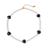 Women's Black Heart-shaped Glass Pearl Necklace – Jewelry Gift Ideas — 3