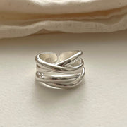Silver Heavy Industry Irregular Cross Line Ring – Thoughtful Gifts — 2