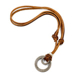 Fashion new metal double ring cowhide necklace – Stylish Gifts — 12