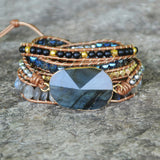 Multilayer Leather Crystal Woven Beaded Bracelet – Jewelry Gift Ideas — 1