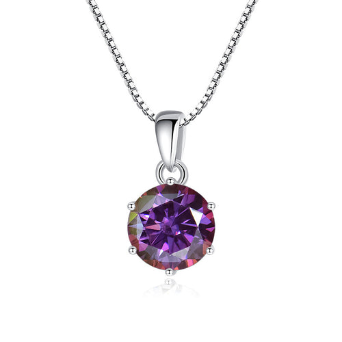 925 Silver Inlaid Round Moissanite Necklace – Jewelry Gift Ideas — 2