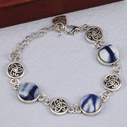 Ethnic Blue Dyed Tie-dye Bracelet Hand-stitched – Jewelry Gift Ideas — 20