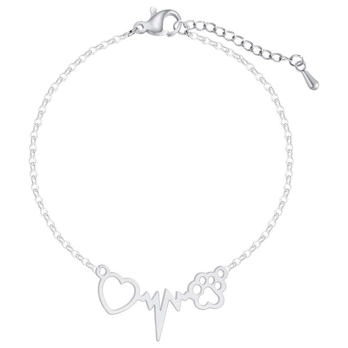 Cat Paw Cardiogram Beating Heart Pendant Bracelet – Jewelry Gift Ideas — 1