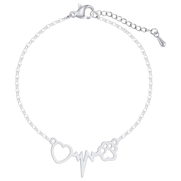 Cat Paw Cardiogram Beating Heart Pendant Bracelet – Jewelry Gift Ideas — 1