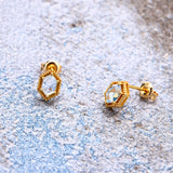Small And Simple Retro Sky Blue Topaz Stud Earrings – Gifts for Her — 2