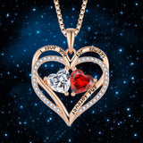 S925 Silver Double Love Necklace With Rhinestones – Gifts for Couples — 1