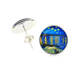 Van Gogh Landscape Oil Painting Art Stud Earrings – Creative Gifts — 6