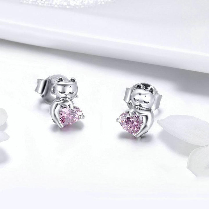 S925 Sterling Silver Cute Cat Jewelry Earrings – Jewelry Gift Ideas — 1