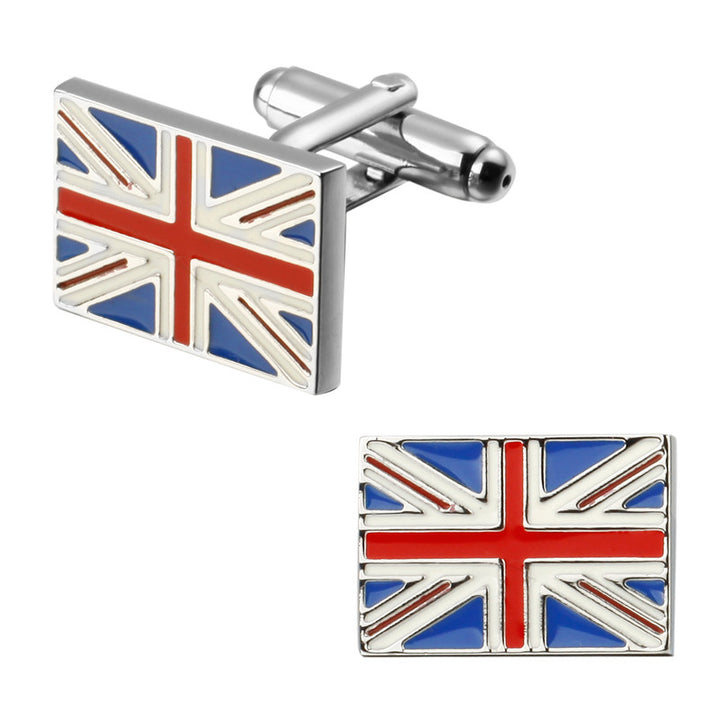 Blue Red And White Rice Word British Flag Cufflinks – Small Gift Ideas — 1