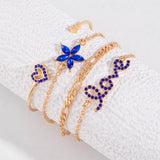 4pcs Blue Flower Love Butterfly Bracelet Set – Jewelry Gift Ideas — 9