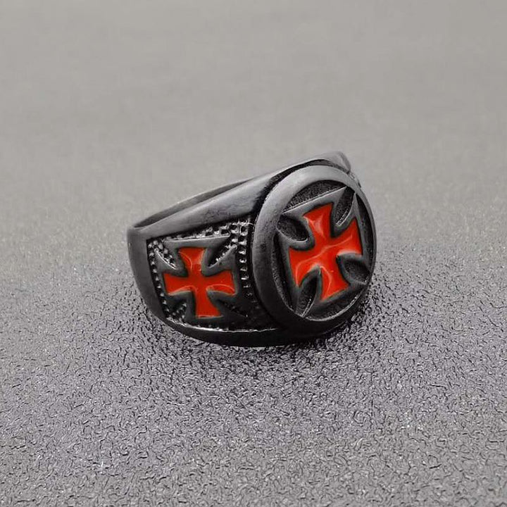 Cross Men's Black Titanium Steel Ring – Gifts for Him — 1