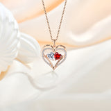 S925 Silver Double Love Necklace With Rhinestones – Gifts for Couples — 3