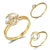Women's Sterling Silver Gold-plated Topaz Set Ring – Gifts for Her — 3