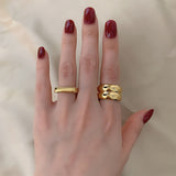 Wide Titanium Plated 18K Gold Plated Index Finger – Jewelry Gift Ideas — 3