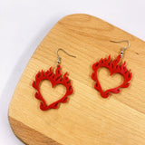 Love Earrings Flame Peach Heart Personality – Gifts for Couples — 2