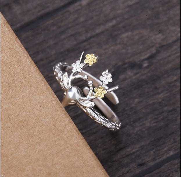 Sterling Silver Forest Antler Temperament Elk Ring – Useful Gifts — 1