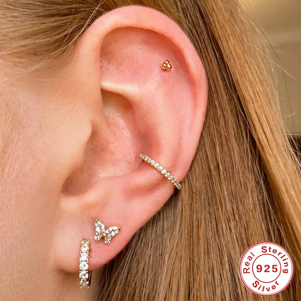 Sterling Silver Flat Head Pierced Cartilage Earrings – Stylish Gifts — 1