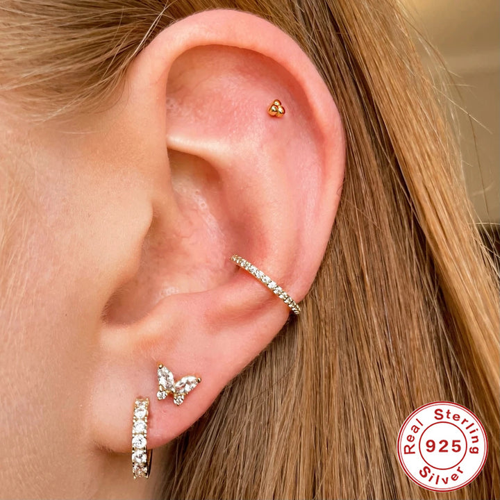 Sterling Silver Flat Head Pierced Cartilage Earrings – Stylish Gifts — 1
