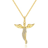 Sterling Silver Angel Wings With Zircon Necklace – Jewelry Gift Ideas — 4