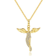 Sterling Silver Angel Wings With Zircon Necklace – Jewelry Gift Ideas — 4