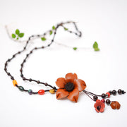Long sweater chain cowhide flower pendant – Jewelry Gift Ideas — 8
