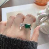 High Carbon Diamond Sapphire Green Ring – Small Gift Ideas — 6