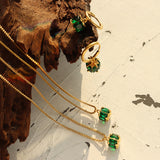 Titanium Steel Emerald Zircon Necklace Earrings – Jewelry Gift Ideas — 5