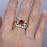 Flower Ring Gold-plated Inlaid Red – Useful Gifts — 1