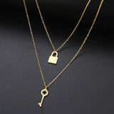 18K Gold Stainless Steel Double-layer Key Lock – Jewelry Gift Ideas — 4