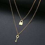 18K Gold Stainless Steel Double-layer Key Lock – Jewelry Gift Ideas — 4