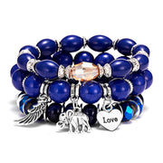 Elephant Love Wings Natural Stone Bracelet Set – Jewelry Gift Ideas — 2
