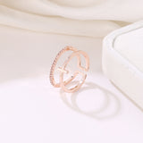 Simple Multi-layer Cross Gold-plated Inlaid Ring – Practical Gifts — 1