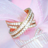 Luxury Women's Ring Double Row Cross Inlaid – Jewelry Gift Ideas — 5