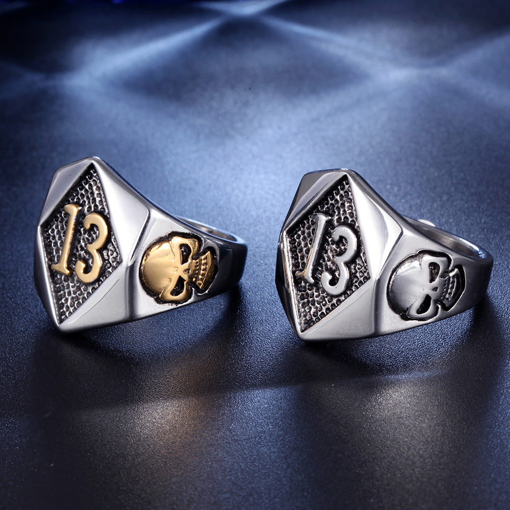 Stainless Steel Men's Ring Titanium Steel Ghost Head – Gifts for Him — 1