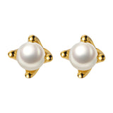 S925 Silver Earrings Female Four-claw Shell Beads – Gifts for Her — 7