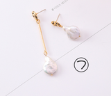 Vintage geometric metal pearl asymmetric earrings – Surprise Gifts — 9