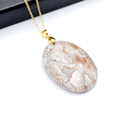 Natural Mexican Agate Pendant Leaf Shaped Love – Jewelry Gift Ideas — 8