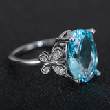 Oversized Sea Blue Zircon Ladies Ring Simple Bow – Holiday Gift Ideas — 4
