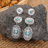 Vintage Western Wind Turquoise Oval Earrings – Meaningful Gifts — 4