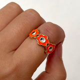 Women's Alloy Drip Oil Color Flower Bagua Ring – Gifts for Her — 8