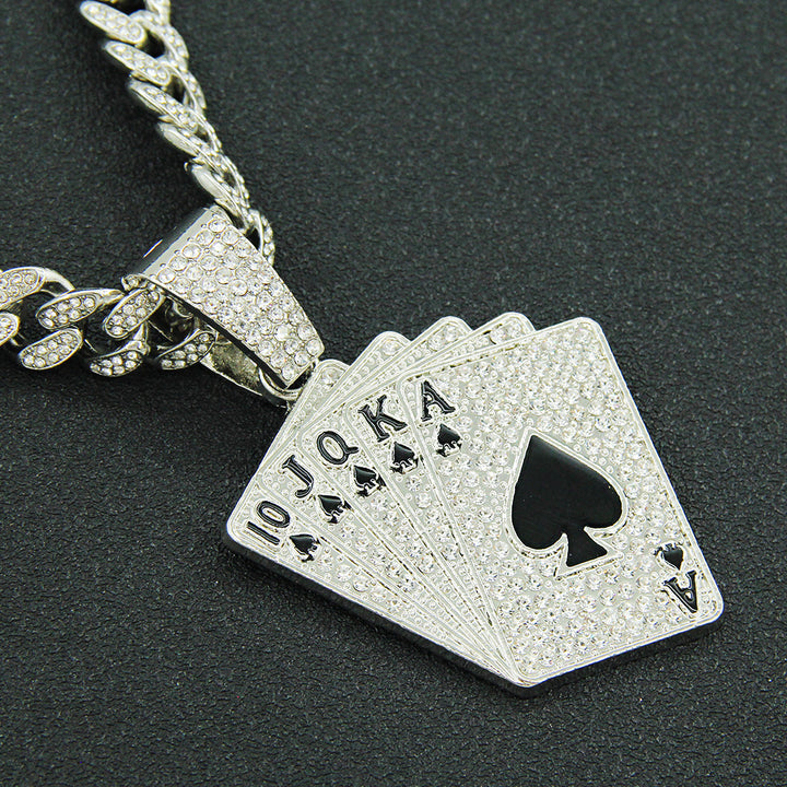 Diamond-embedded Poker Pendant Necklace – Jewelry Gift Ideas — 1