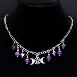 Triple Moon Goddess Five-pointed Star Necklace – Jewelry Gift Ideas — 9