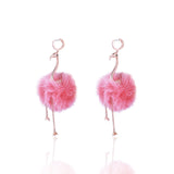 Fashion Fur Ball Realistic Flamingo Elegant Earrings – Stylish Gifts — 2
