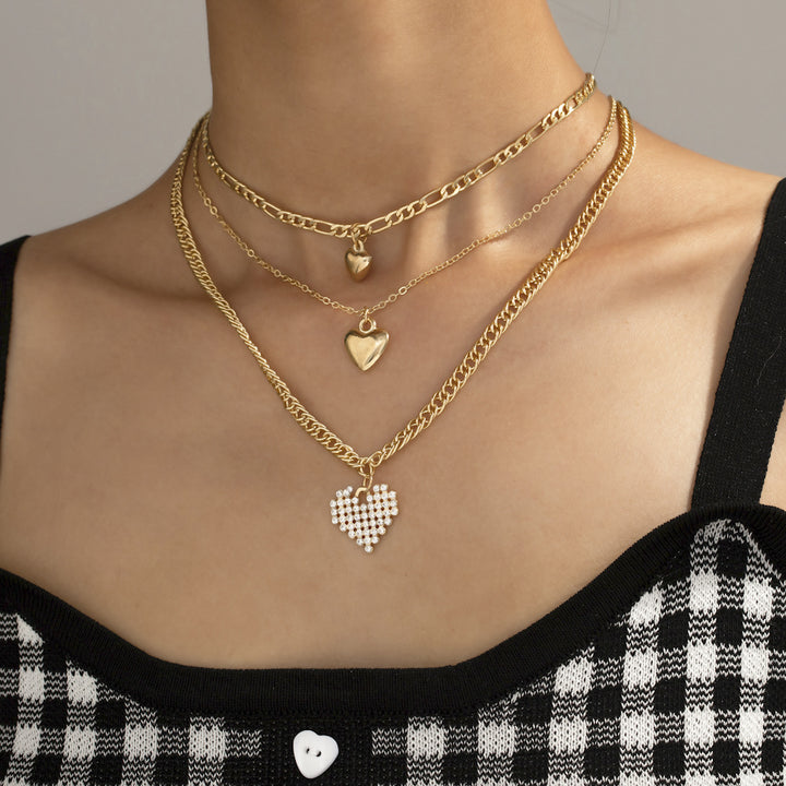 Fashion Heart Pendant Layered Necklace Sweater – Jewelry Gift Ideas — 1