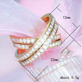 Luxury Women's Ring Double Row Cross Inlaid – Jewelry Gift Ideas — 4