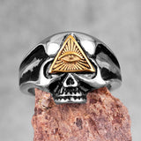 Masonic Skull Triangle Titanium Steel Ring – Holiday Gift Ideas — 4